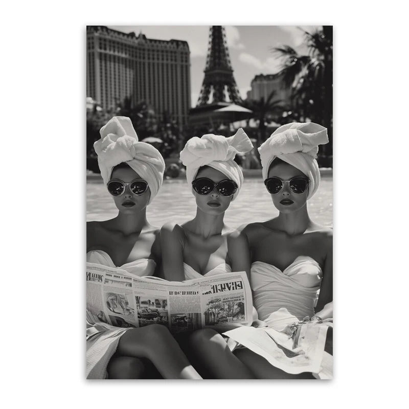 Elegant Muse - Black & White Fashion Canvas