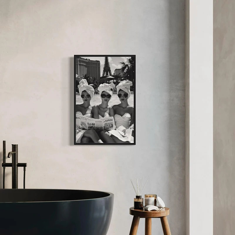 Elegant Muse - Black & White Fashion Canvas