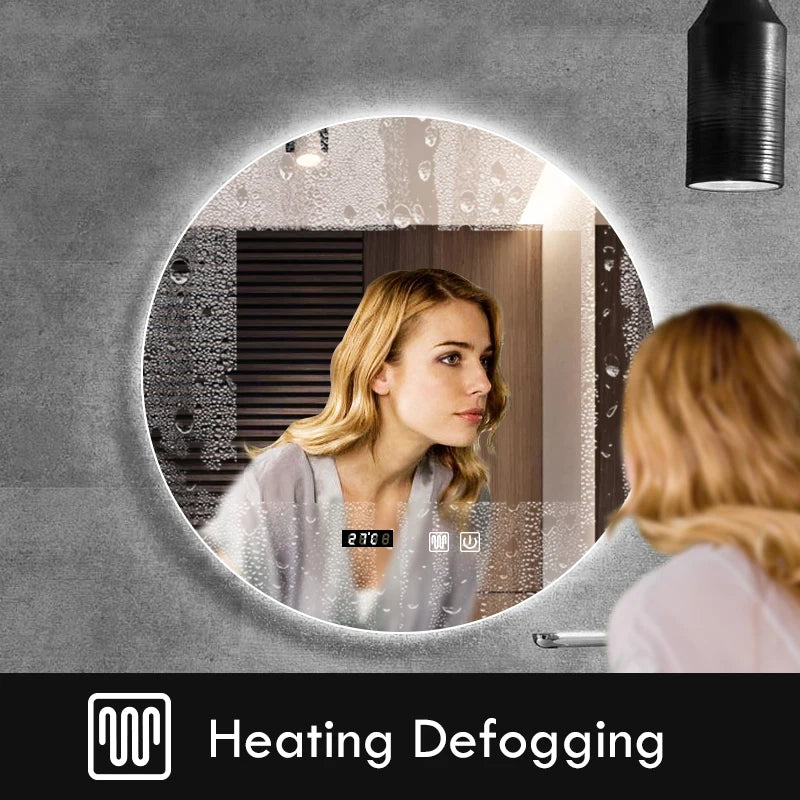 Round Smart LED Bedroom Mirror with 3 Adjustable Light Settings – Available in 40/50/60CM