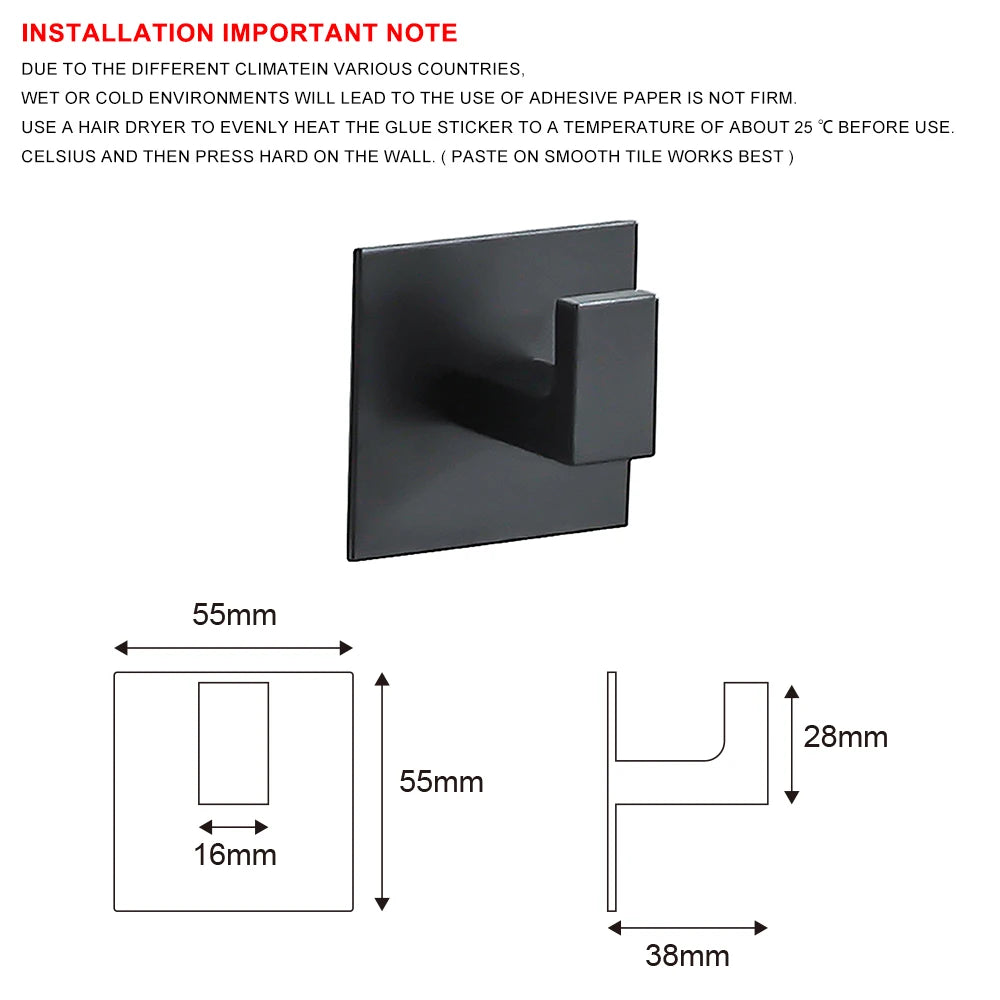 Sleek Self-Adhesive Wall Hooks