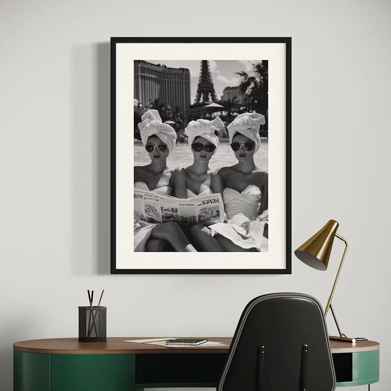 Elegant Muse - Black & White Fashion Canvas